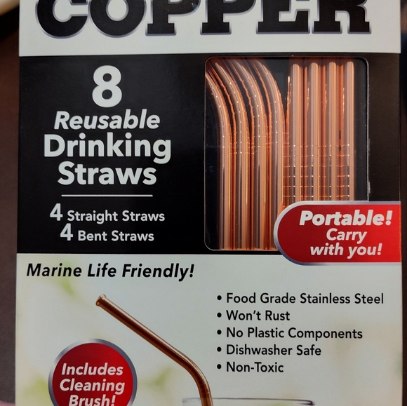 NEW! RED COPPER Reusable Straws (8ct.) - Picture 2 of 5